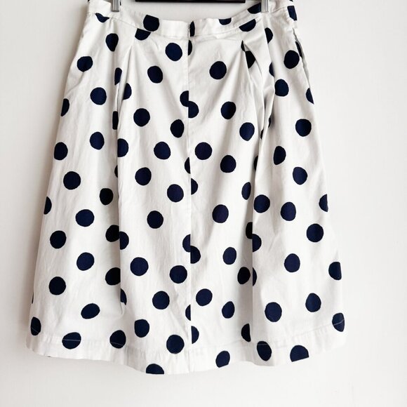 Boden White Navy Blue Polka Dot Full Midi Skirt 16R - Picture 3 of 3